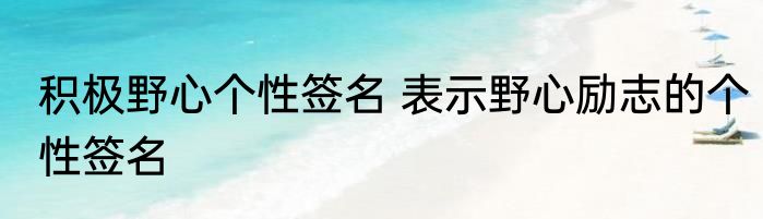 积极野心个性签名 表示野心励志的个性签名