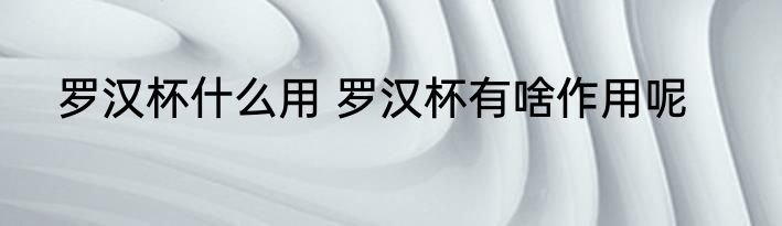 罗汉杯什么用 罗汉杯有啥作用呢