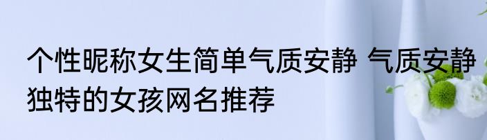 个性昵称女生简单气质安静 气质安静独特的女孩网名推荐