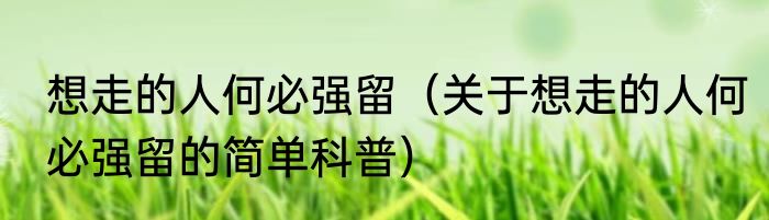 想走的人何必强留（关于想走的人何必强留的简单科普）