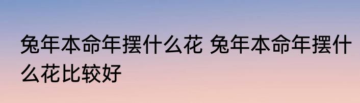 兔年本命年摆什么花 兔年本命年摆什么花比较好