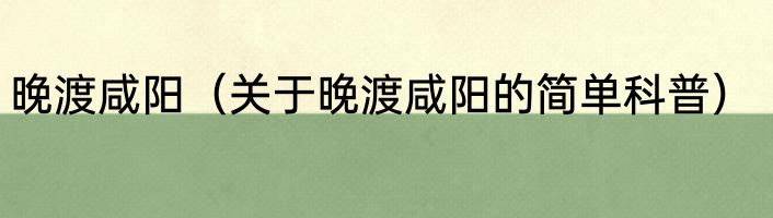 晚渡咸阳（关于晚渡咸阳的简单科普）