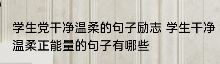 学生党干净温柔的句子励志 学生干净温柔正能量的句子有哪些