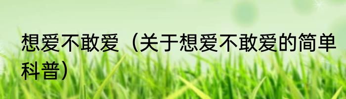想爱不敢爱（关于想爱不敢爱的简单科普）