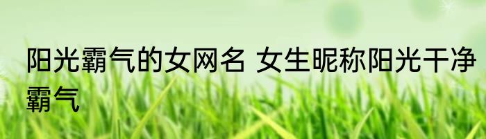 阳光霸气的女网名 女生昵称阳光干净霸气