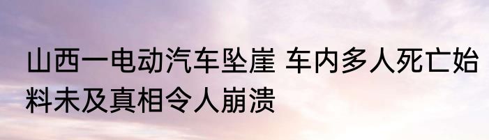 山西一电动汽车坠崖 车内多人死亡始料未及真相令人崩溃