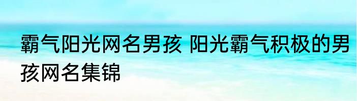 霸气阳光网名男孩 阳光霸气积极的男孩网名集锦