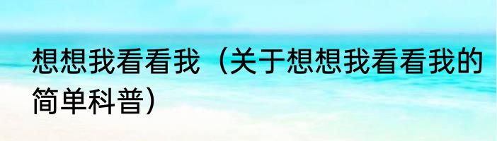想想我看看我（关于想想我看看我的简单科普）