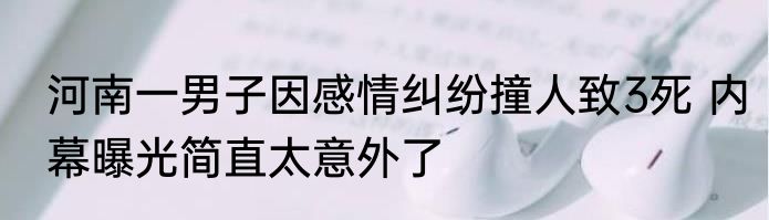河南一男子因感情纠纷撞人致3死 内幕曝光简直太意外了