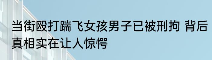 当街殴打踹飞女孩男子已被刑拘 背后真相实在让人惊愕