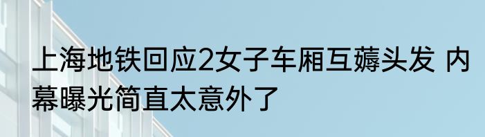 上海地铁回应2女子车厢互薅头发 内幕曝光简直太意外了
