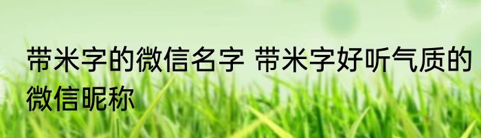 带米字的微信名字 带米字好听气质的微信昵称