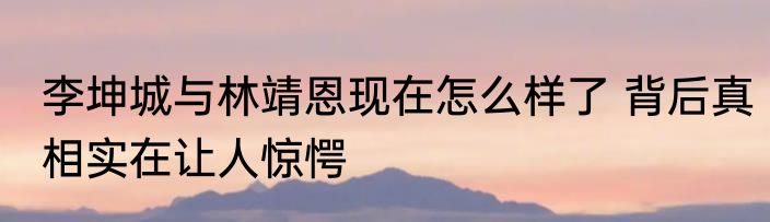 李坤城与林靖恩现在怎么样了 背后真相实在让人惊愕