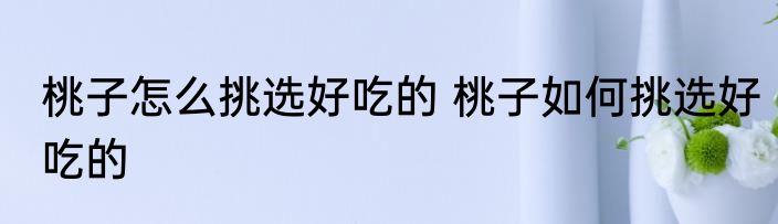 桃子怎么挑选好吃的 桃子如何挑选好吃的