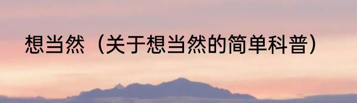 想当然（关于想当然的简单科普）