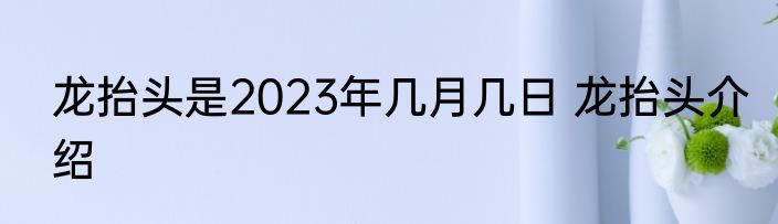 龙抬头是2023年几月几日 龙抬头介绍