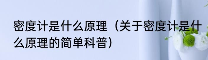 密度计是什么原理（关于密度计是什么原理的简单科普）