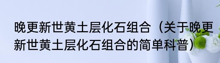 晚更新世黄土层化石组合（关于晚更新世黄土层化石组合的简单科普）