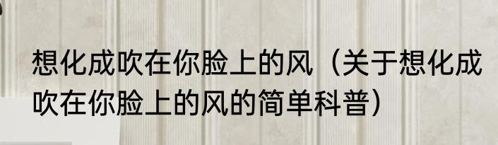 想化成吹在你脸上的风（关于想化成吹在你脸上的风的简单科普）