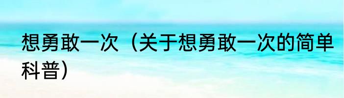 想勇敢一次（关于想勇敢一次的简单科普）