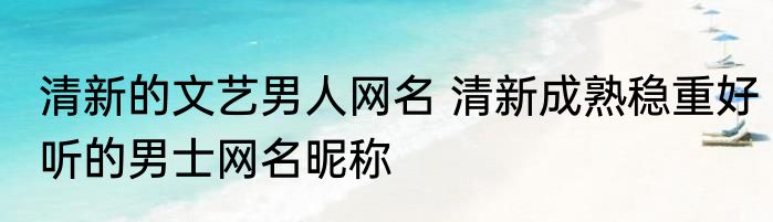 清新的文艺男人网名 清新成熟稳重好听的男士网名昵称