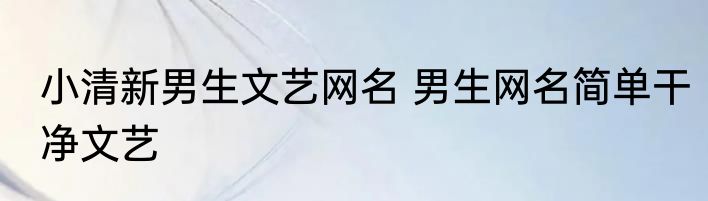 小清新男生文艺网名 男生网名简单干净文艺
