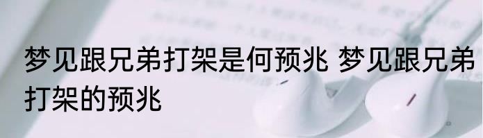 梦见跟兄弟打架是何预兆 梦见跟兄弟打架的预兆