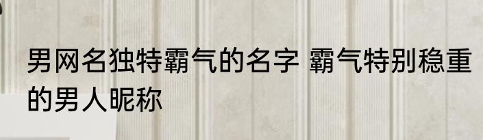 男网名独特霸气的名字 霸气特别稳重的男人昵称