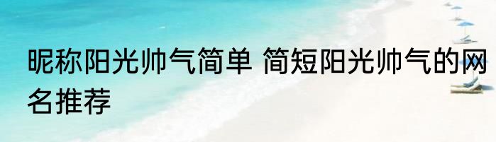 昵称阳光帅气简单 简短阳光帅气的网名推荐