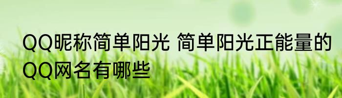 QQ昵称简单阳光 简单阳光正能量的QQ网名有哪些