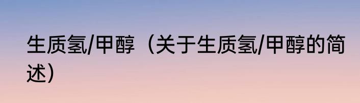 生质氢/甲醇（关于生质氢/甲醇的简述）