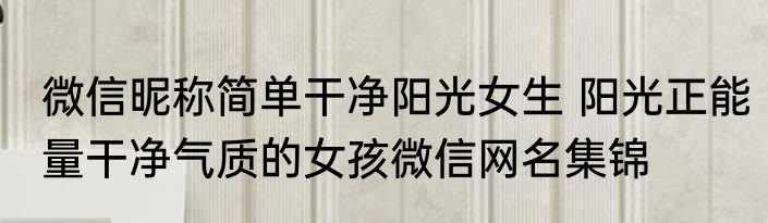微信昵称简单干净阳光女生 阳光正能量干净气质的女孩微信网名集锦