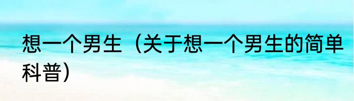 想一个男生（关于想一个男生的简单科普）