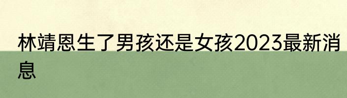 林靖恩生了男孩还是女孩2023最新消息
