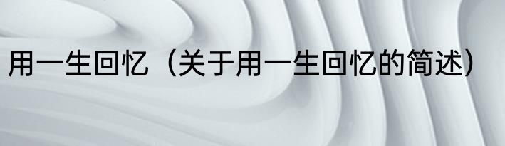 用一生回忆（关于用一生回忆的简述）