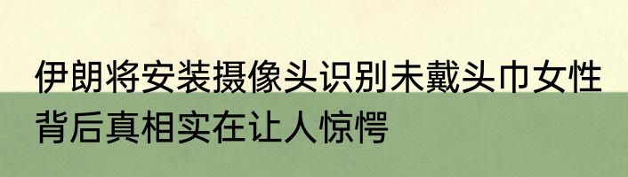 伊朗将安装摄像头识别未戴头巾女性 背后真相实在让人惊愕