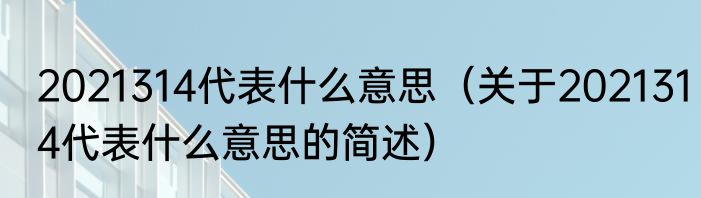 2021314代表什么意思（关于2021314代表什么意思的简述）