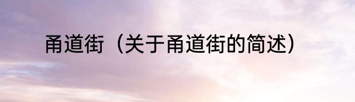 甬道街（关于甬道街的简述）