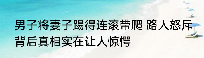 男子将妻子踢得连滚带爬 路人怒斥 背后真相实在让人惊愕