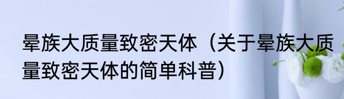 晕族大质量致密天体（关于晕族大质量致密天体的简单科普）