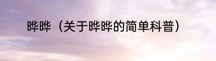 晔晔（关于晔晔的简单科普）