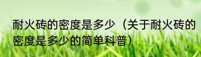 耐火砖的密度是多少（关于耐火砖的密度是多少的简单科普）