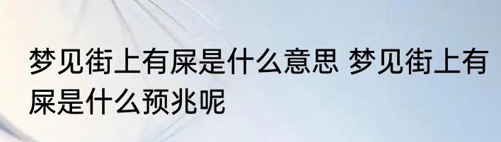 梦见街上有屎是什么意思 梦见街上有屎是什么预兆呢