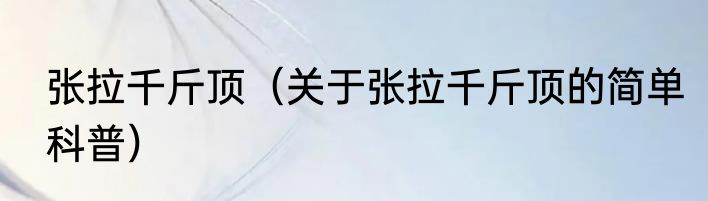 张拉千斤顶（关于张拉千斤顶的简单科普）