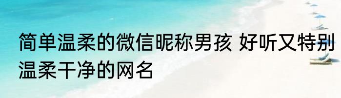 简单温柔的微信昵称男孩 好听又特别温柔干净的网名