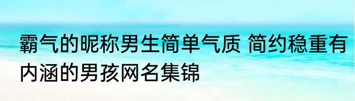 霸气的昵称男生简单气质 简约稳重有内涵的男孩网名集锦