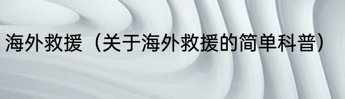 海外救援（关于海外救援的简单科普）