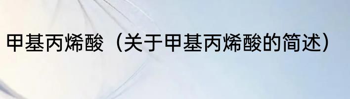 甲基丙烯酸（关于甲基丙烯酸的简述）