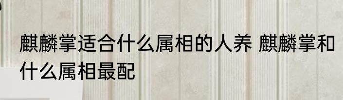 麒麟掌适合什么属相的人养 麒麟掌和什么属相最配