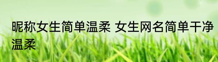 昵称女生简单温柔 女生网名简单干净温柔